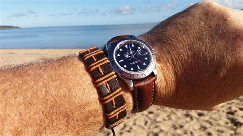 rolex explorer ii on a strap|rolex explorer 1 leather strap.